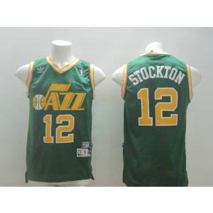 NBA Jazz 12 John Stockton Green Men Jersey 1