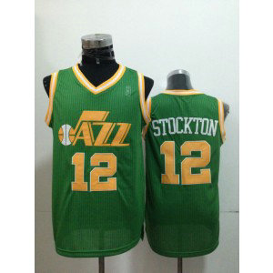 NBA Jazz 12 John Stockton Green Men Jersey