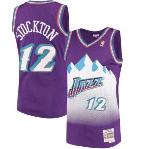 NBA Jazz 12 John Stockton Mitchell & Ness Purple 1996-97 Hardwood Classics Men Jersey