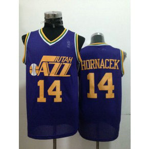 NBA Jazz 14 Jeff Hornacek Purple Throwback Men Jersey