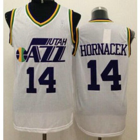 NBA Jazz 14 Jeff Hornacek White Throwback Men Jersey