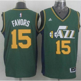 NBA Jazz 15 Derrick Favors Green Revolution 30 Men Jersey