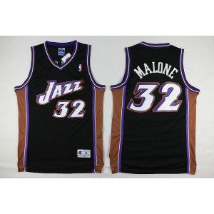 NBA Jazz 32 Karl Malone Black Men Jersey