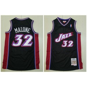NBA Jazz 32 Karl Malone Black Throwback Men Jersey 1