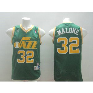NBA Jazz 32 Karl Malone Green Men Jersey 1
