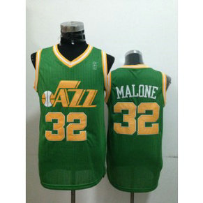 NBA Jazz 32 Karl Malone Green Men Jersey