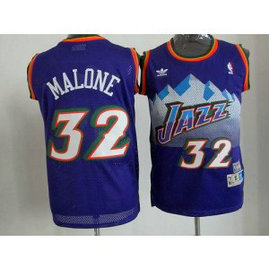 NBA Jazz 32 Karl Malone Purple Throwback Men Jersey