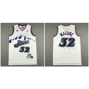 NBA Jazz 32 Karl Malone White Hardwood Classics Men Jersey