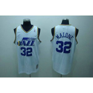 NBA Jazz 32 Karl Malone White Throwback Men Jersey 1