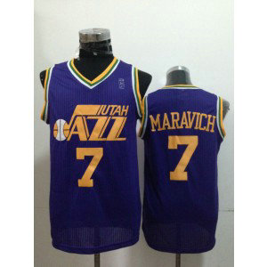 NBA Jazz 7 Pete Maravich Purple Throwback Men Jersey