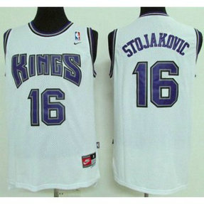 NBA Kings 16 Peja Stojakovic White Throwback Men Jersey