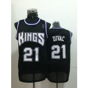 NBA Kings 21 Vlade Divac Black Throwback Men Jersey
