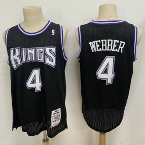 NBA Kings 4 Chris Webber Black 1998-99 Hardwood Classics Men Jersey
