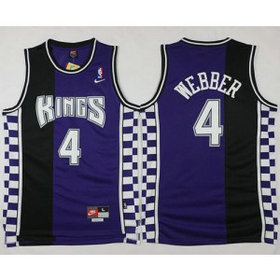 NBA Kings 4 Chris Webber Purple Black Throwback Men Jersey