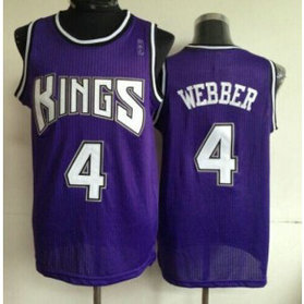 NBA Kings 4 Chris Webber Purple Throwback Men Jersey