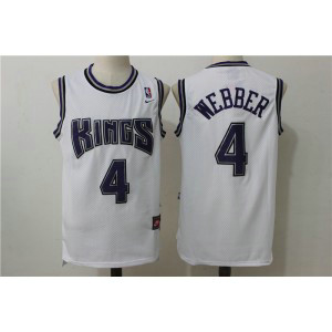 NBA Kings 4 Chris Webber White Men Jersey