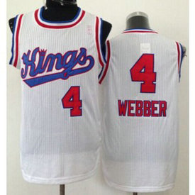 NBA Kings 4 Chris Webber White New Throwback Men Jersey