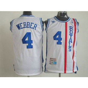 NBA Kings 4 Chris Webber White Throwback Men Jersey