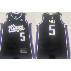 NBA Kings 5 De'Aaron Fox Black Icon Edition Nike Men Jersey