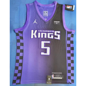 NBA Kings 5 De'Aaron Fox Purple 2023 New Jordan Men Jersey