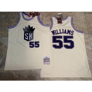 NBA Kings 55 Jason Williams Mitchell & Ness White Hardwood Classics Men Jersey