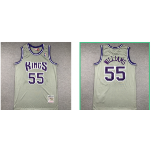 NBA Kings 55 Williams Grey Hardwood Classics Men Jersey