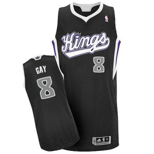NBA Kings 8 Rudy Gay Black Revolution 30 Men Jersey
