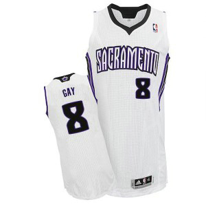 NBA Kings 8 Rudy Gay White Revolution 30 Men Jersey