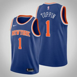 NBA Knicks 1 Obi Toppin Blue Nike Men Jersey