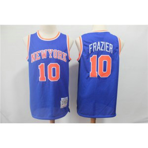 NBA Knicks 10 Walt Frazier Blue Throwback Men Jersey