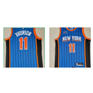 NBA Knicks 11 Jalen Brunson Blue 2024 City Nike Men Jersey