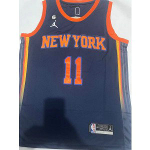 NBA Knicks 11 Jalen Brunson Blue Jordan Men Jersey