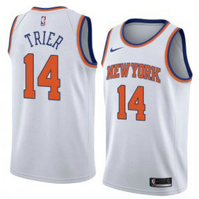 NBA Knicks 14 Allonzo Trier White Nike Swingman Men Jersey