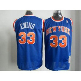 NBA Knicks 33 Patrick Ewing Blue Men Jersey