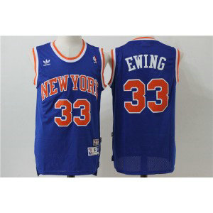 NBA Knicks 33 Patrick Ewing Throwback Blue Men Jersey