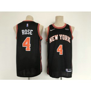 NBA Knicks 4 Derick Rose Black 75th Anniversary Nike Men Jersey
