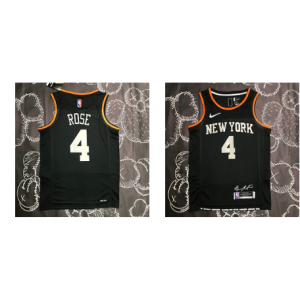 NBA Knicks 4 Derick Rose Black Nike Men Jersey