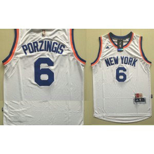 NBA Knicks 6 Kristaps Porzingis White Throwback Men Jersey