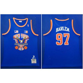 NBA Knicks 97 Knicks Harlem Royal Hardwood Classics Mesh Men Jersey