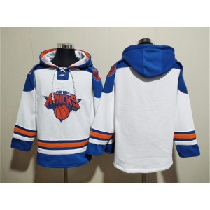 NBA Knicks Blank White Lace-Up Pullover Hoodie