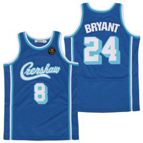 NBA LA Lakers Concept Crenshaw 8 front 24 black Kobe Bryant Light Blue KB Patch Men Jersey