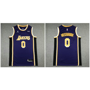NBA Lakers 0 Russell Westbrook Blue 75th Men Jersey