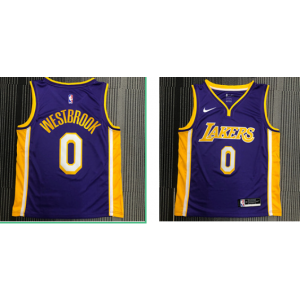 NBA Lakers 0 Russell Westbrook Purple Nike V neck Men Jersey
