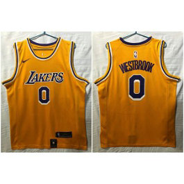 NBA Lakers 0 Russell Westbrook Yellow Nike Men Jersey 1