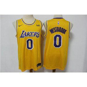 NBA Lakers 0 Russell Westbrook Yellow Nike Men Jersey