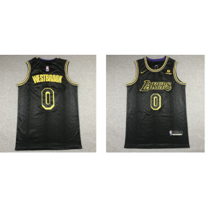 NBA Lakers 0 Westrbrook Mamba Black 2021-22 Season Men Jersey