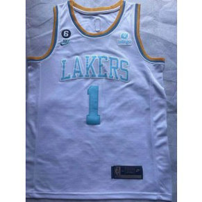 NBA Lakers 1 Russell White Nike Men Jersey