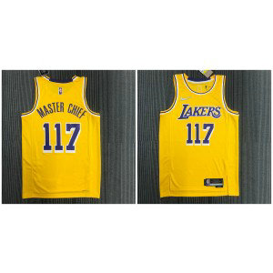 NBA Lakers 117 X-BOX Master chief Yellow 75th Anniversary Men Jersey