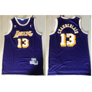 NBA Lakers 13 Wilt Chamberlain Purple Hardwood Classics Men Jersey