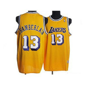 NBA Lakers 13 Wilt Chamberlain Yellow Throwback Men Jersey